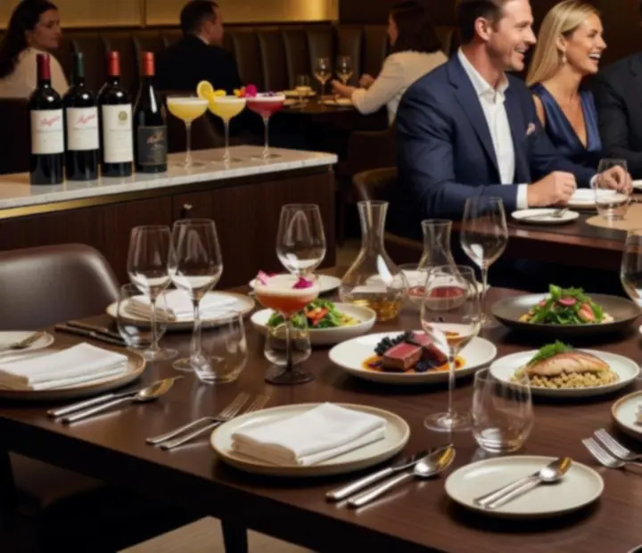 Contemporary Australian dishes and cocktails beside a poker table in a warm, cinematic restaurant setting