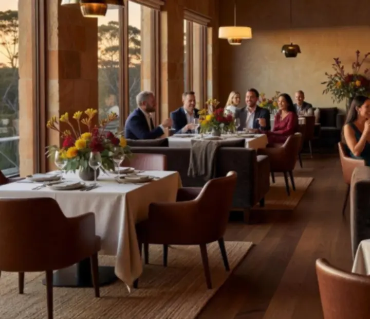 Private dining scene at RiversideDealTable with candlelit tables and guests enjoying a sophisticated evening